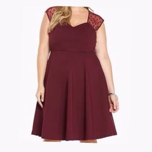 Burgundy torrid swing dress sz 24